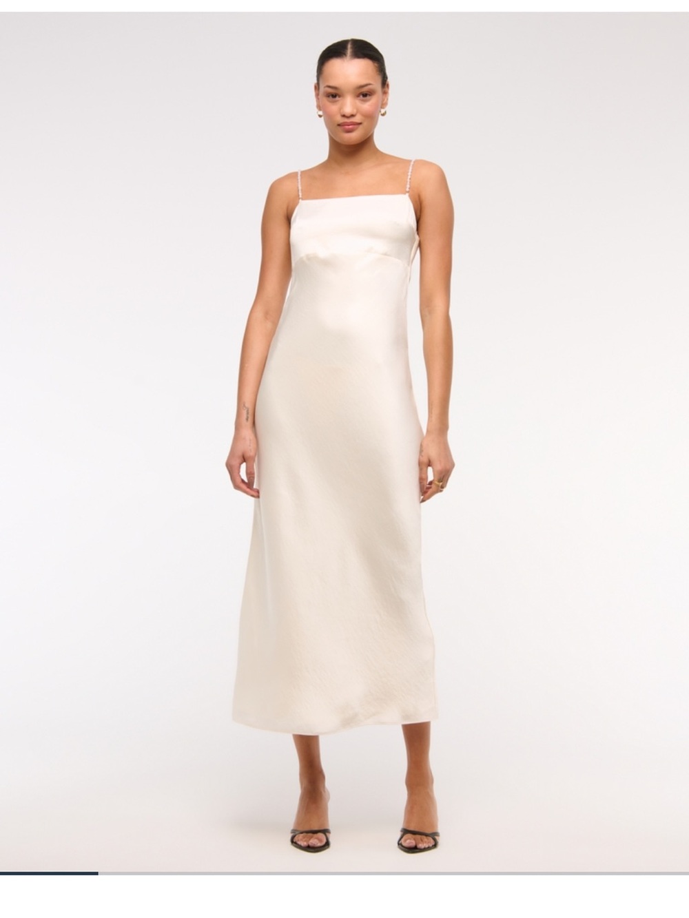 Abercrombie & Fitch Cream Satin Slip Maxi Dress